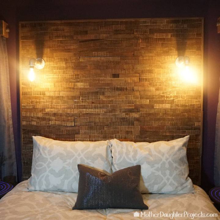 Industrial Pallet Headboard With Pipe Lights