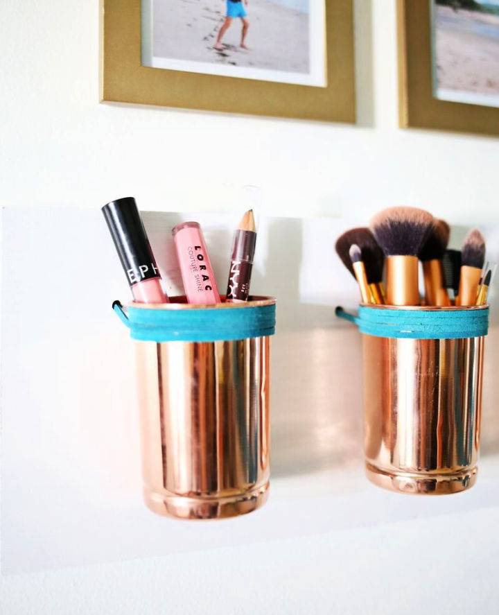 Leather and Copper Cup Organizer Ideas