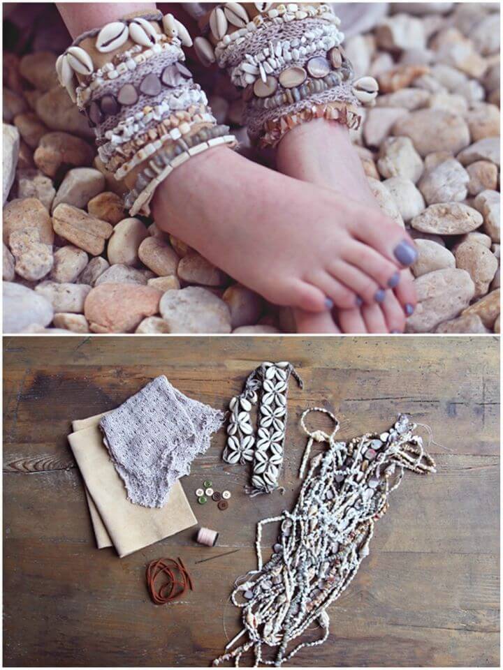 Make Shell Embellished Ankle Cuffs, will make your feet wear an amazing boho style and would be quick to make!