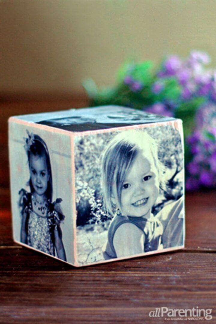 Make a Mother's Day Photo Cube, grab a wooden cube, paste the photos all around it and turn it into a smart Mother's Day Gift!