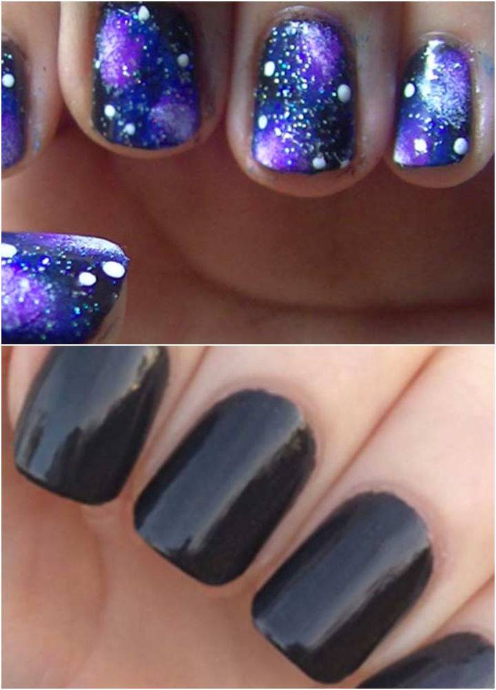 Making Galaxy Nails With Step by Step Instructions