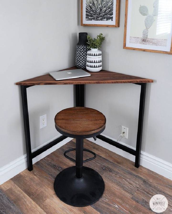 DIY Metal and Wood Corner Desk