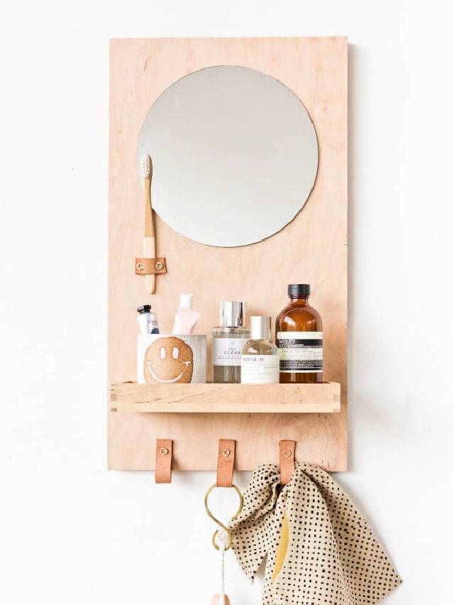 Modern DIY Bathroom Organizer With Mirror