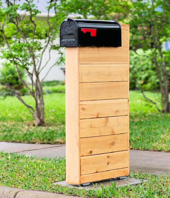 Modern DIY Wood Mailbox With Concrete Slab