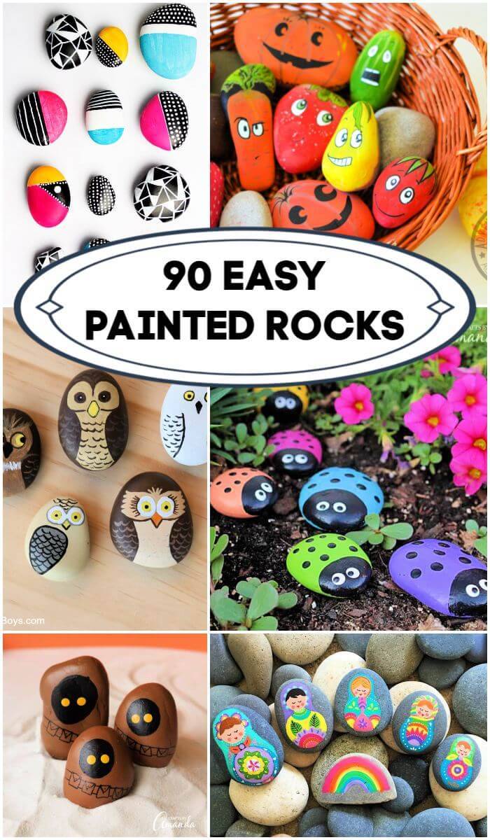 90 Easy Rock Painting Ideas for beginners, painted rocks