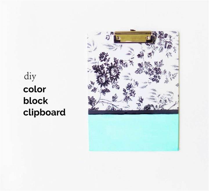 Pretty DIY Color Block Clipboard, use different contact papers and make the colorblock clipbaords that will also make a great gift!