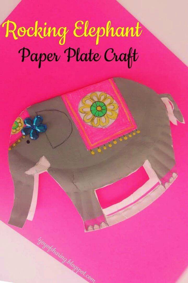 Pretty DIY Paper Plate Rocking Elephant that is cute and adorable and also easy to make at the same time