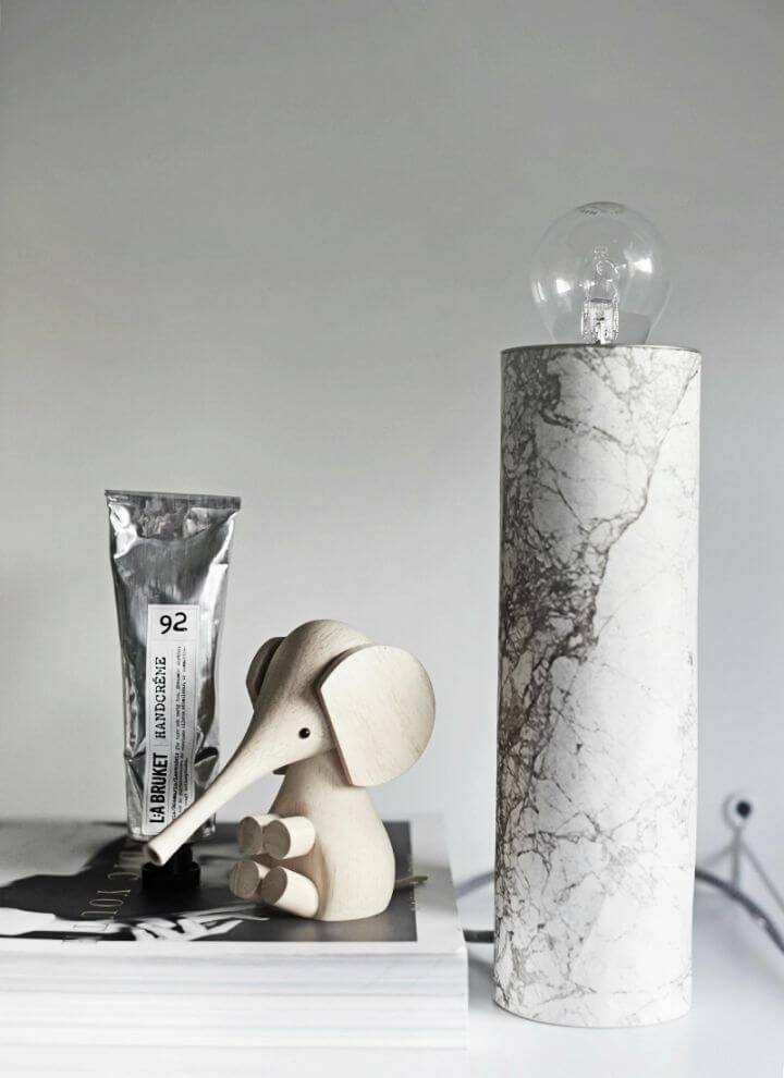 Quick to Make Marble Lamp, also make the lamps at home and then wrap the marble around them for a marbled appeal!