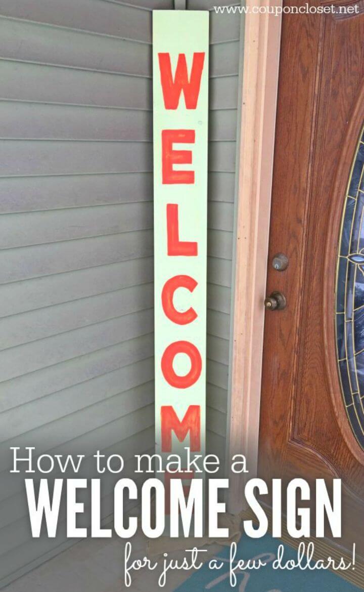 Quick to Make Welcome Sign, decorate your porch in no time by making this quick welcome porch sign with a wood plank!