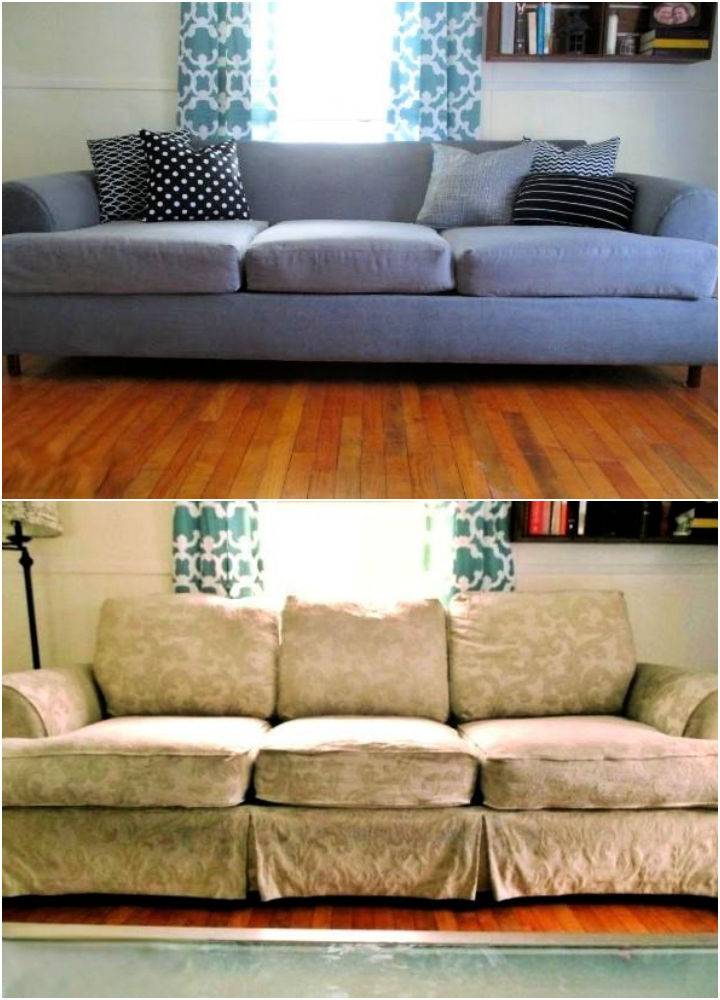 Reupholster Sofa With Painter's Drop Cloth