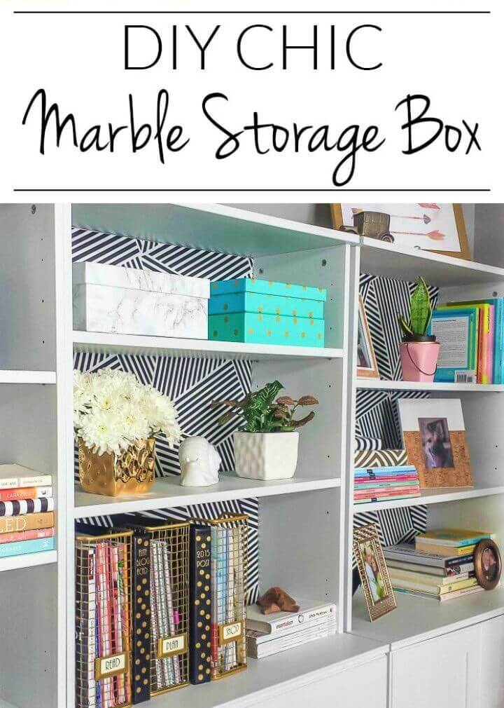 Simple DIY Marble Storage Box, create a faux marble appeal of your storage boxes using the marble contact paper!