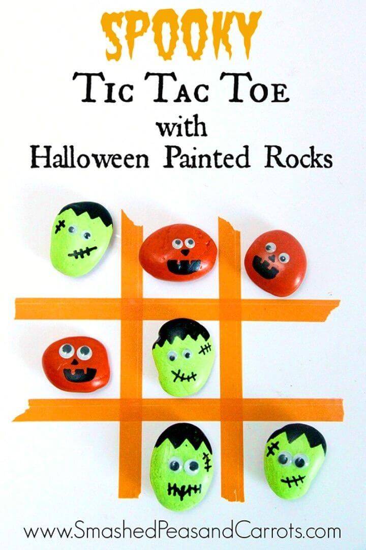 Spooky DIY Tic Tac Toe Game with Painted Rocks, painted rocks for garden