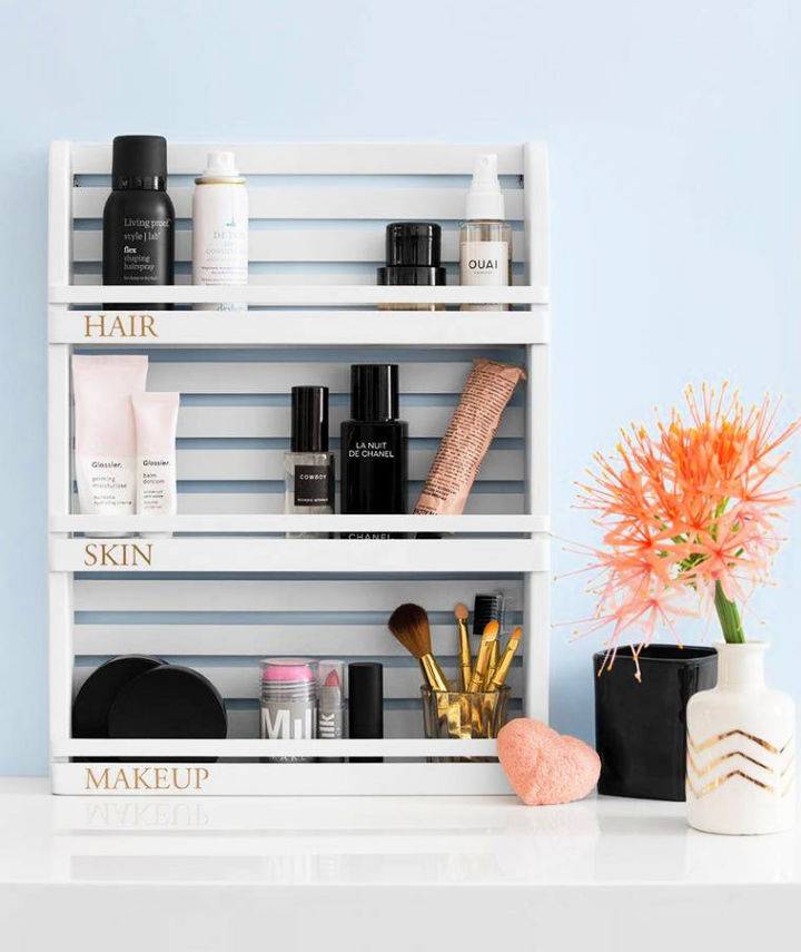 Turn a Wood Spice Rack Into a Makeup Organizer