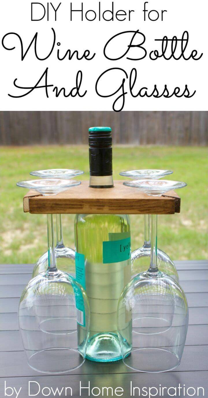 Amazing DIY Holder for a Wine Bottle and Glasses