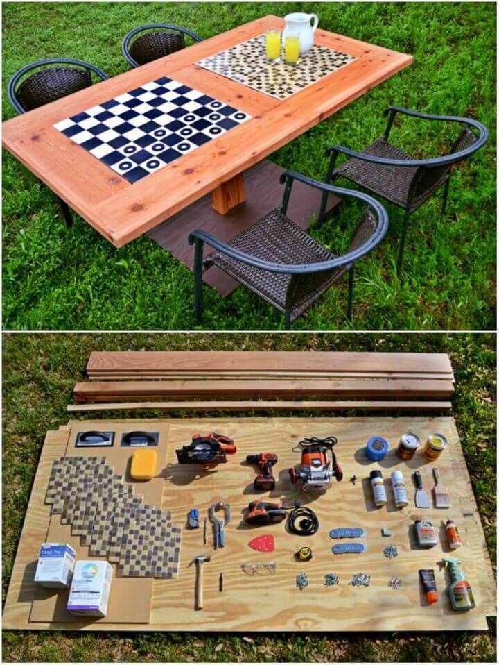 Awesome DIY Outdoor Checkers Game Table