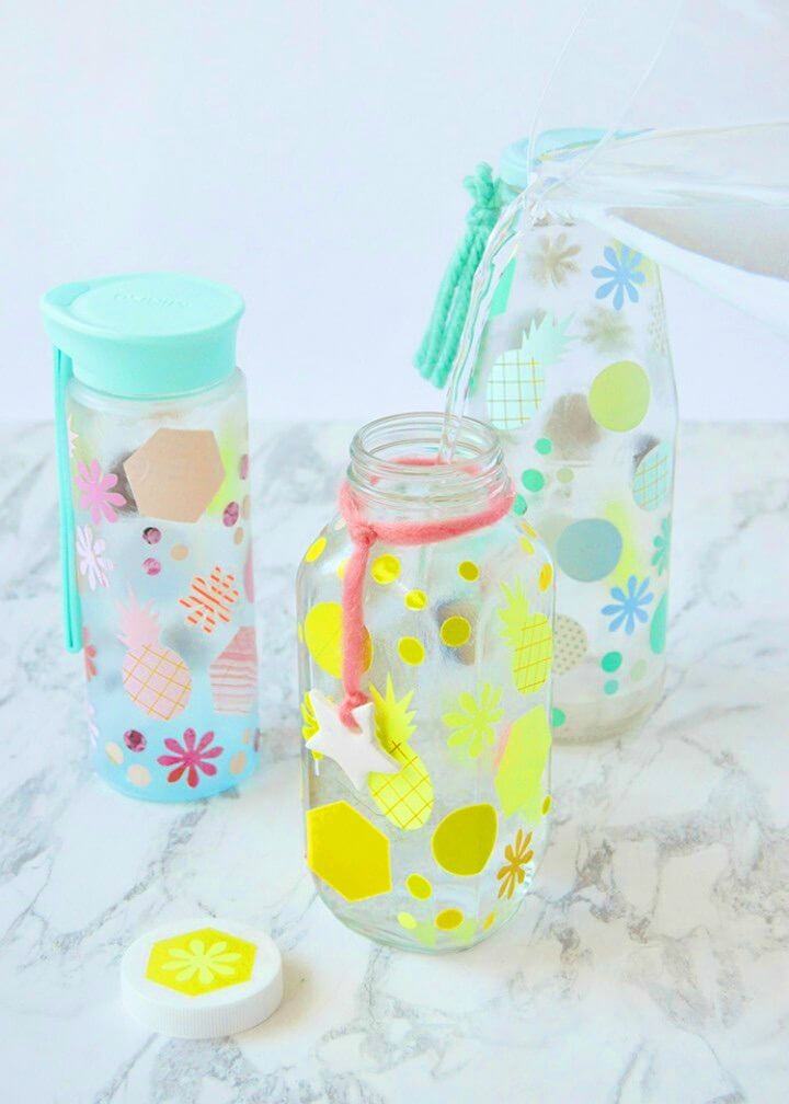 Cute DIY Decoupaged Water Bottles