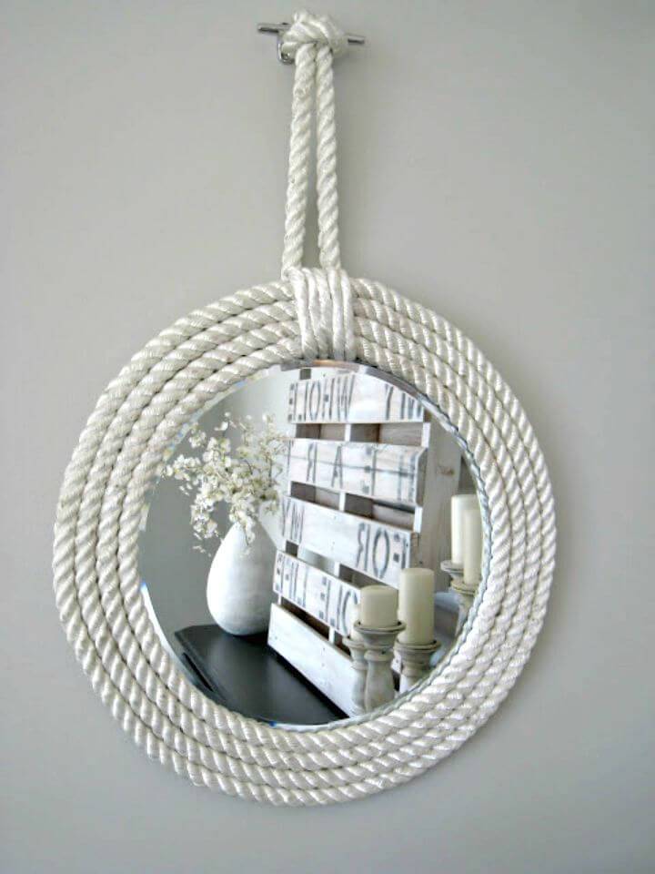 Cute DIY Nautical Rope Mirrors