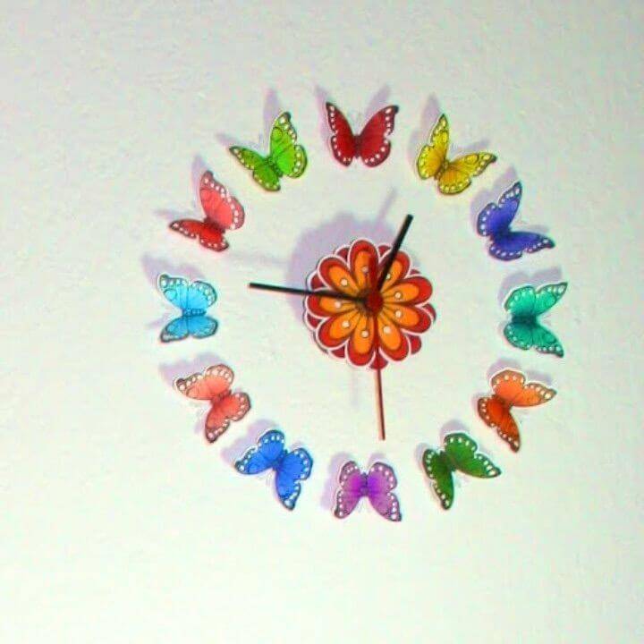 DIY Butterfly Craft’s Room Wall Clock