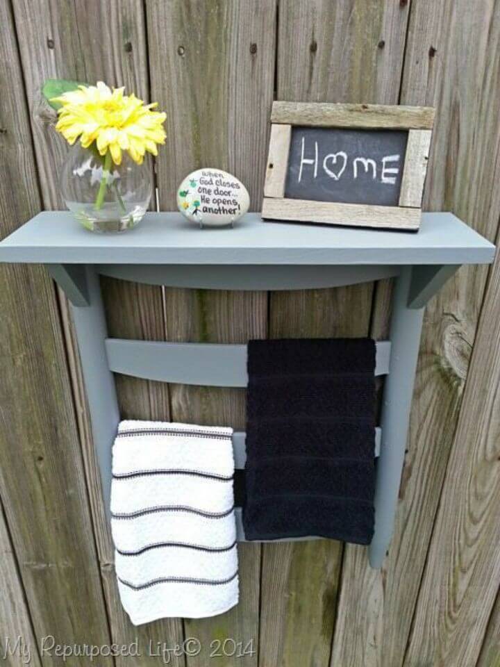 DIY Chair Back Towel Rack Shelf