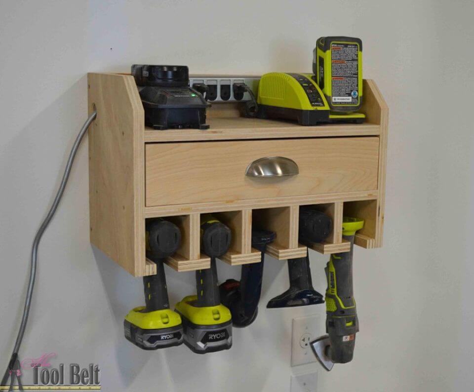 DIY Cordless Drill Storage Charging Station