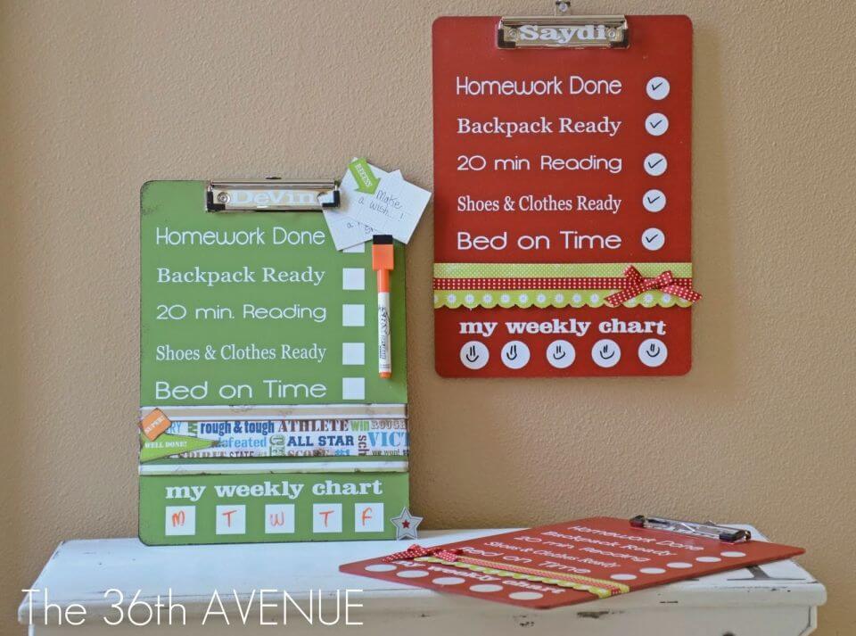 DIY Dry Erase Chore Chart Clip Boards