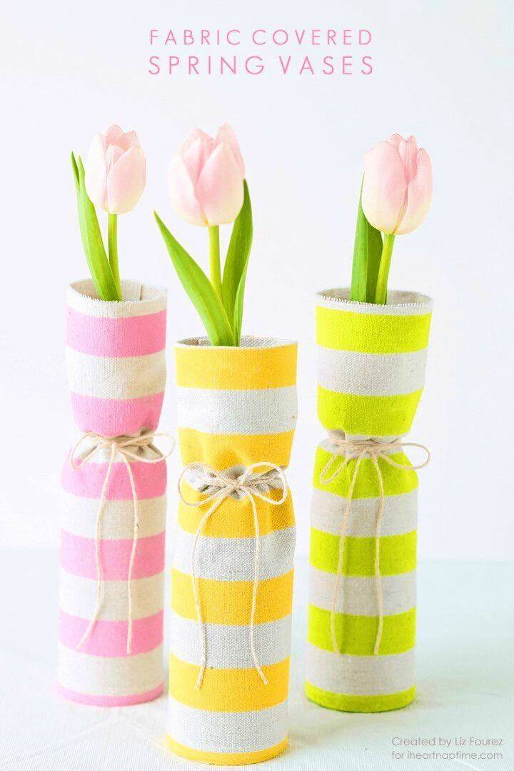DIY Fabric Covered Spring Vases