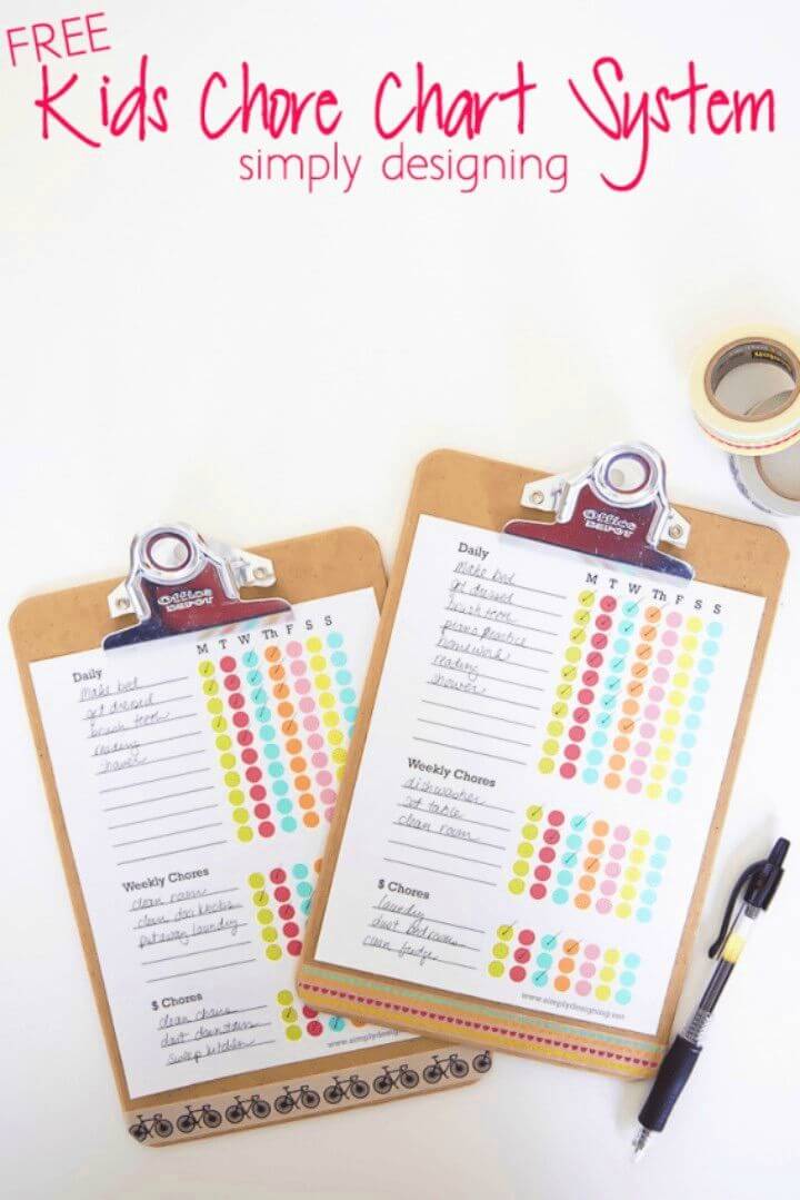 DIY Kids Chore Chart Free Printable