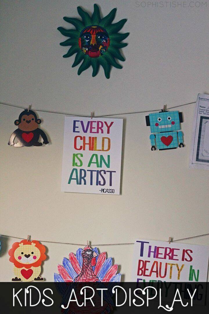 DIY Kids Hanging Art Display Wall