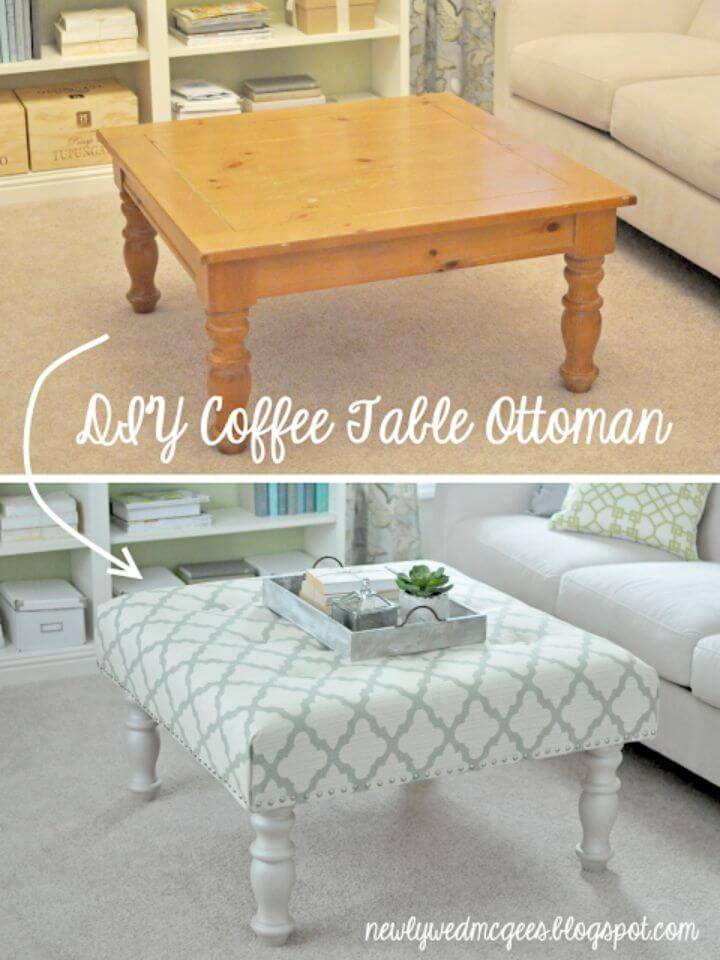 DIY Ottoman From Coffee Table