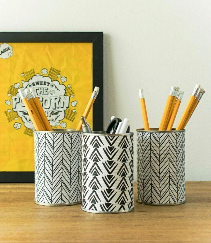 DIY Pencil Holder From Empty Tin Cans