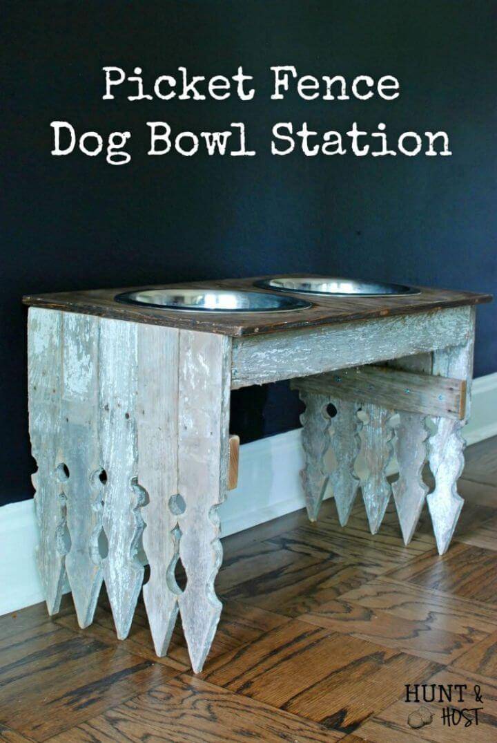 DIY Picket Fence Dog Bowl Station