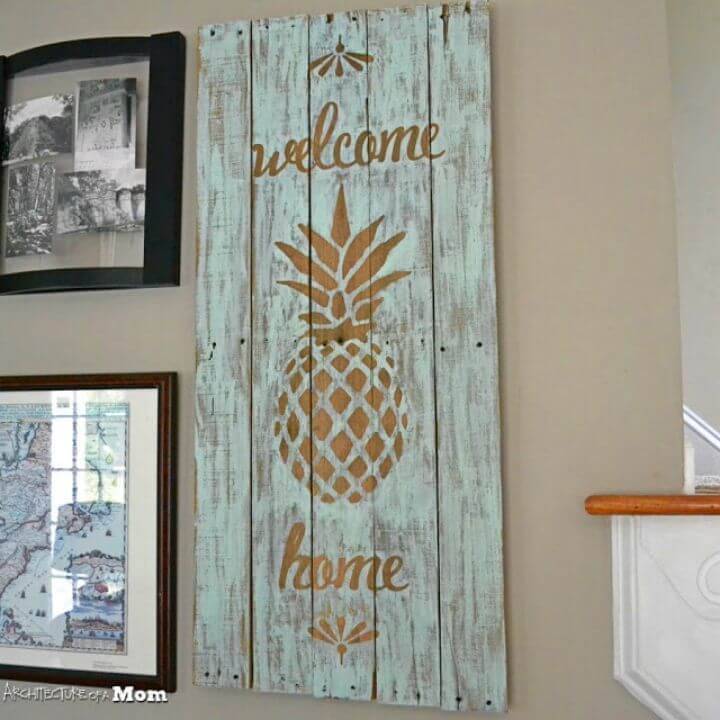 DIY Pineapple Wooden Welcome Art
