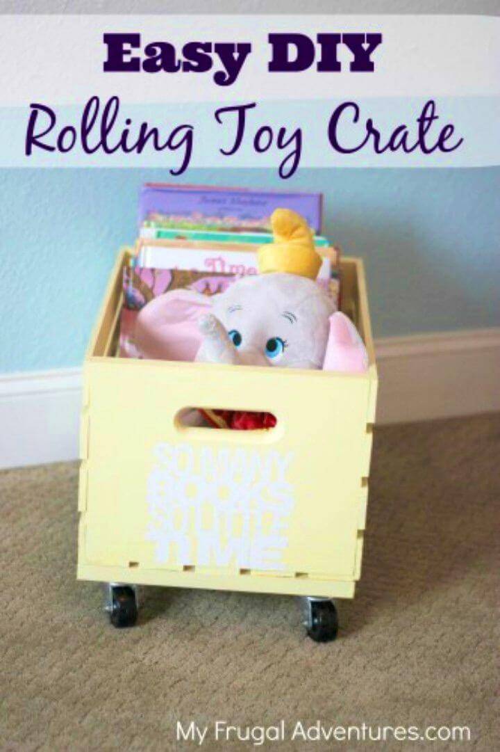 DIY Rolling Toy or Book Crate Storage