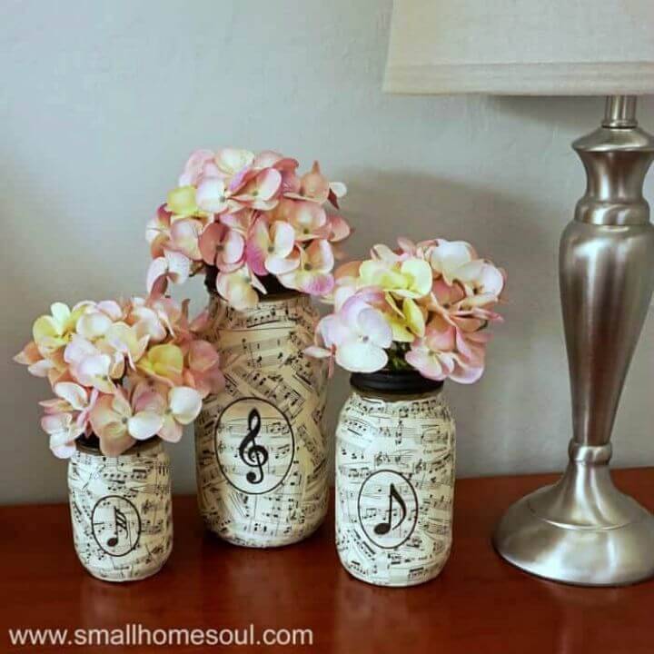 DIY Sheet Music Mason Jar Vases