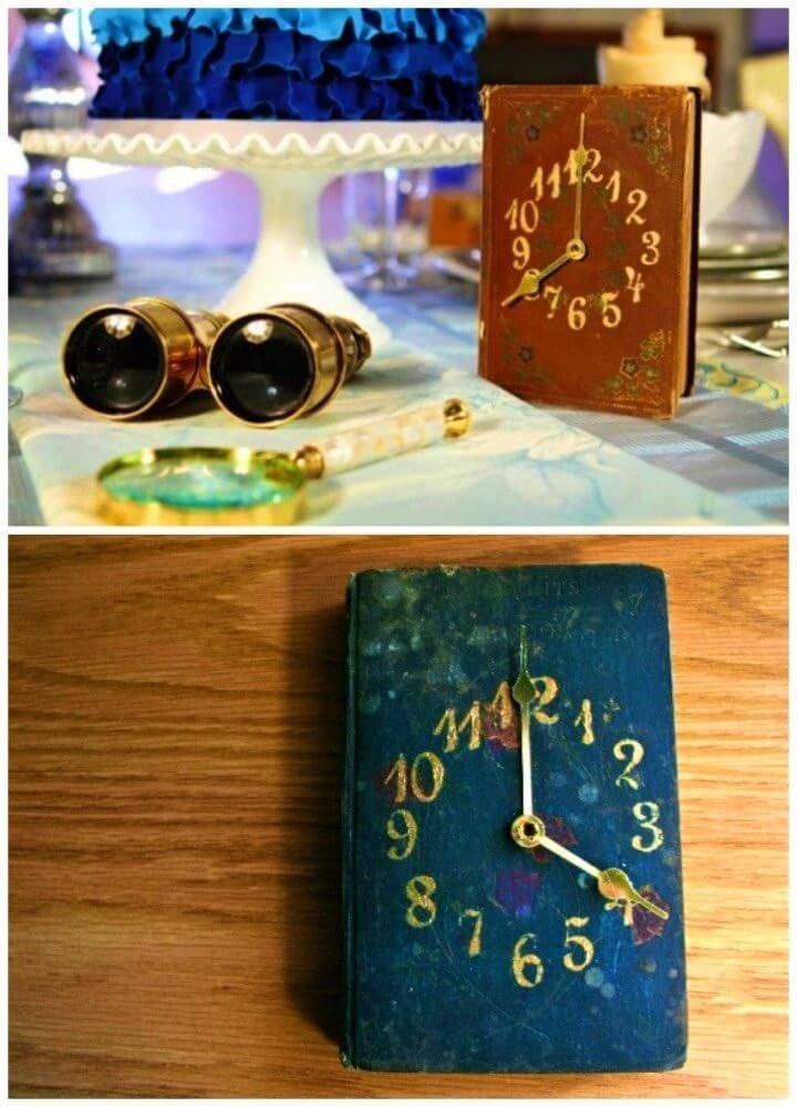 DIY Vintage Book Clock Table Number