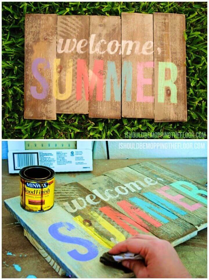 DIY Weathered Summer Pallet Sign
