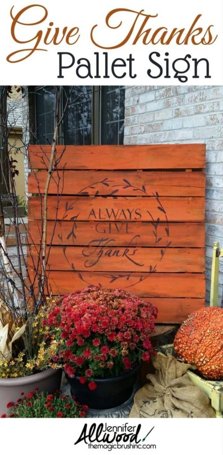 DIY “Always Give Thanks” Fall Pallet Sign