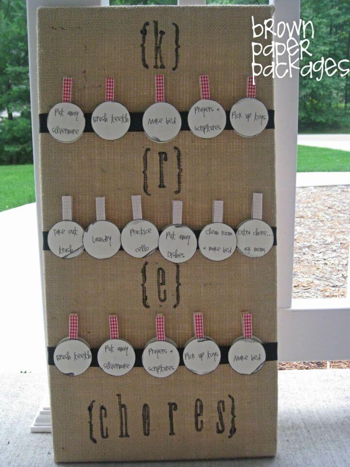 Easy DIY Burlap Chore Chart