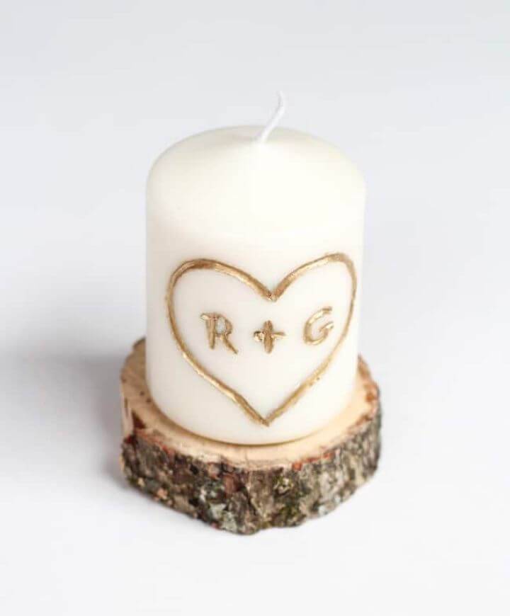 Easy DIY Candle Carved with Initials