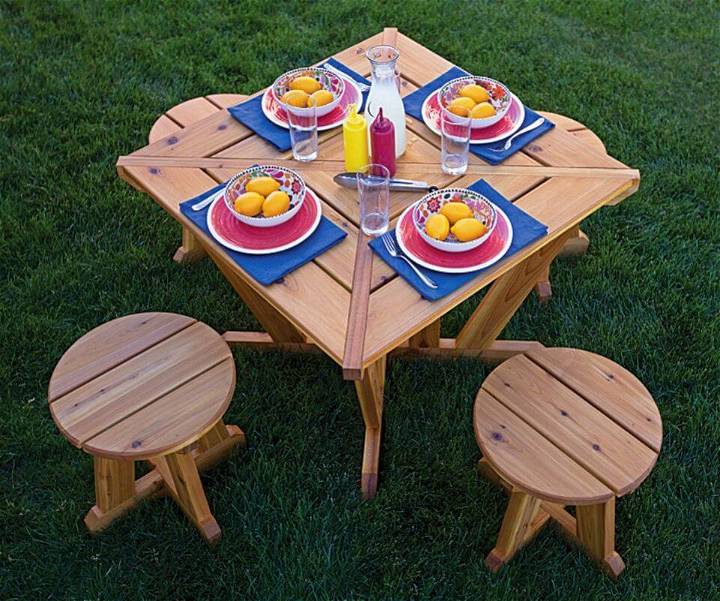Affordable Compact Picnic Table and Stools