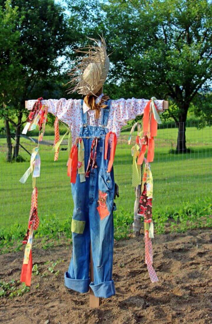 Easy DIY Fabric Strip Scarecrow