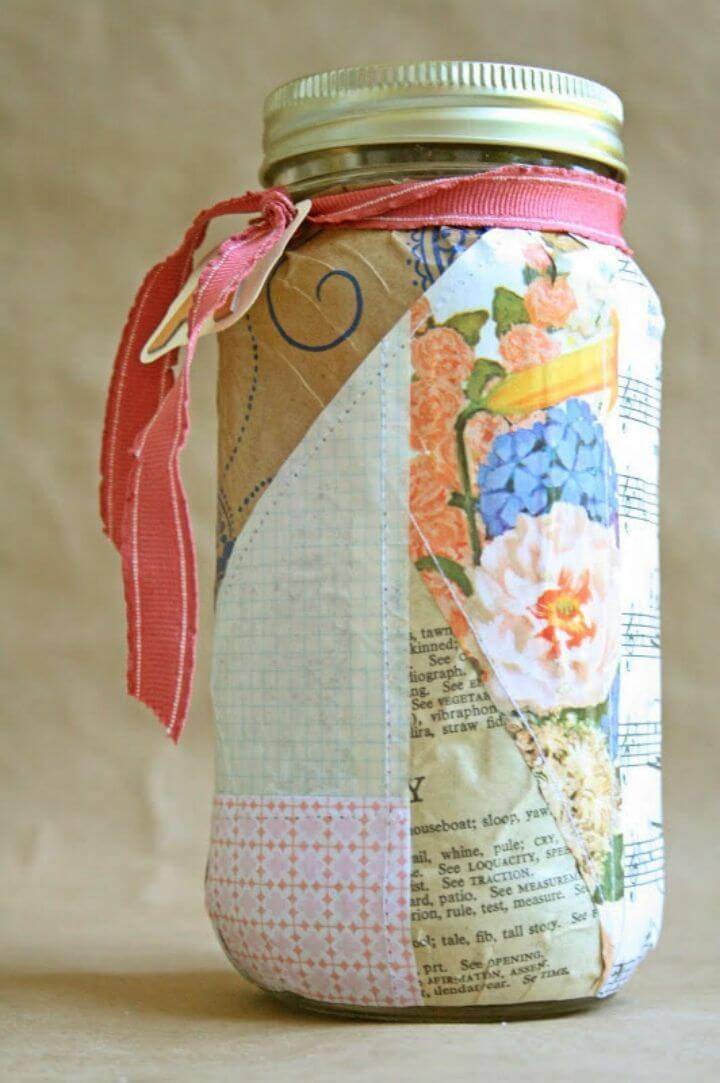 Easy to Make Patchwork Paper Covered Jar