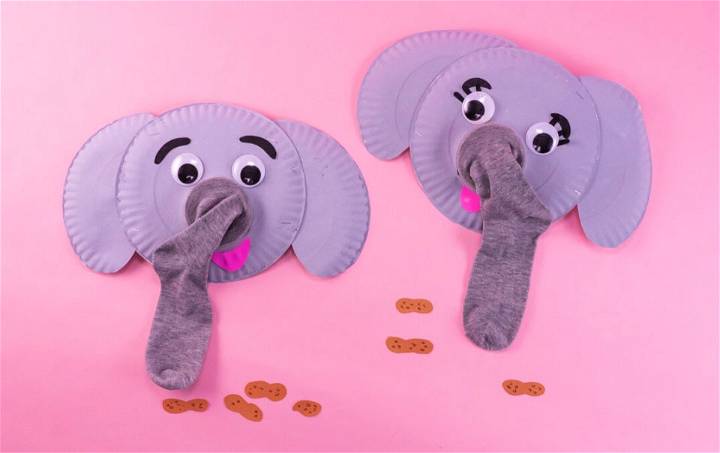 Elephant Sock Puppets Using Paper Plate