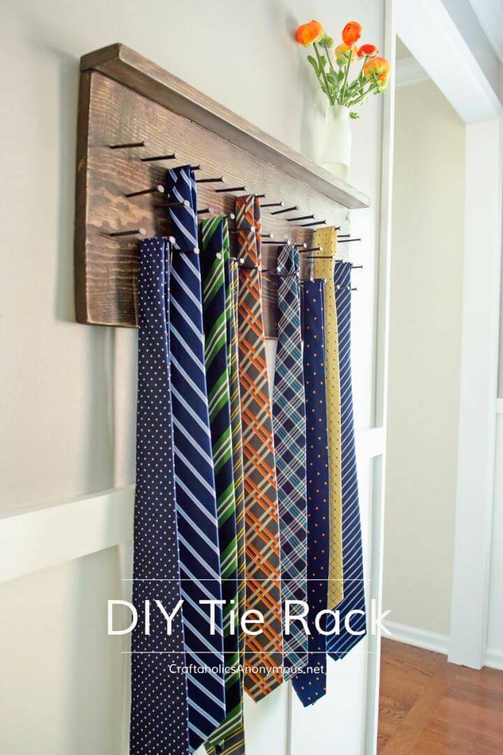 How to DIY Rustic Tie Rack