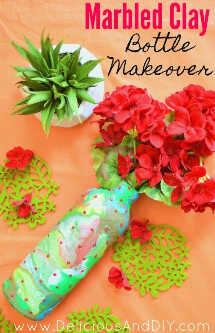 How to Make Marbled Clay Bottle