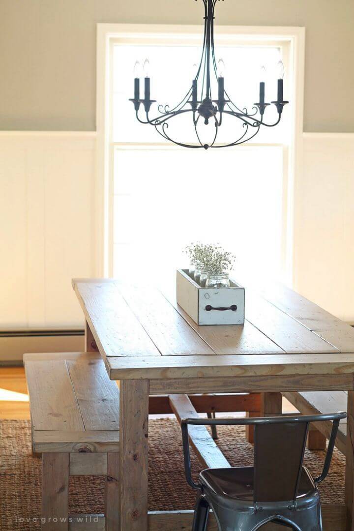 Inexpensive DIY Farmhouse Table Dining Table