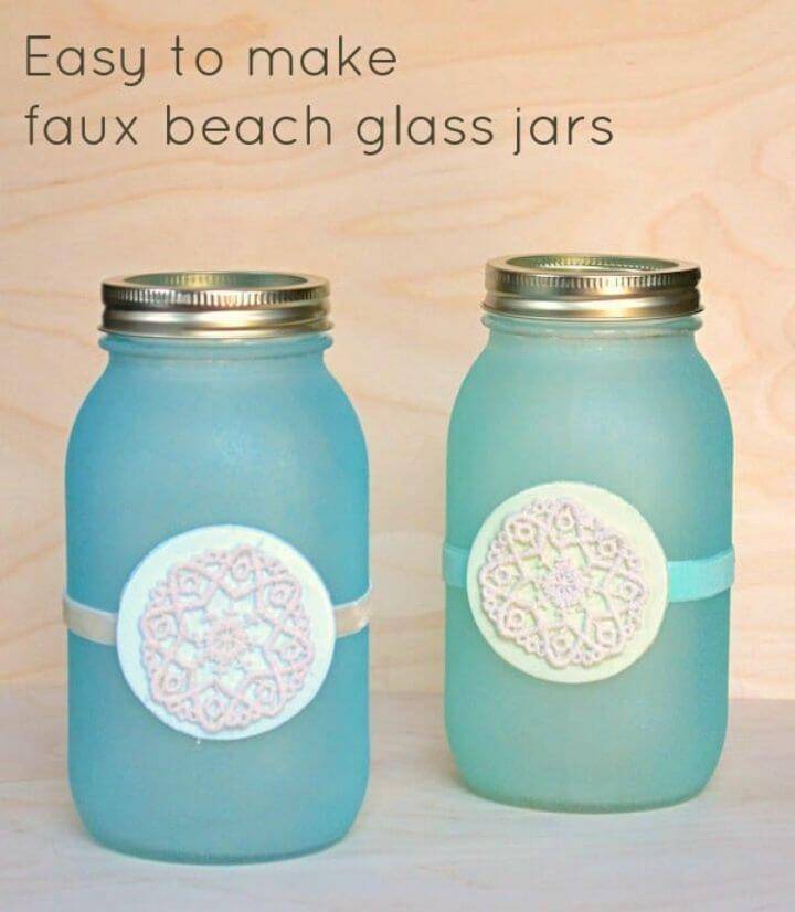 Make Faux Beach Glass Mason Jar Lanterns