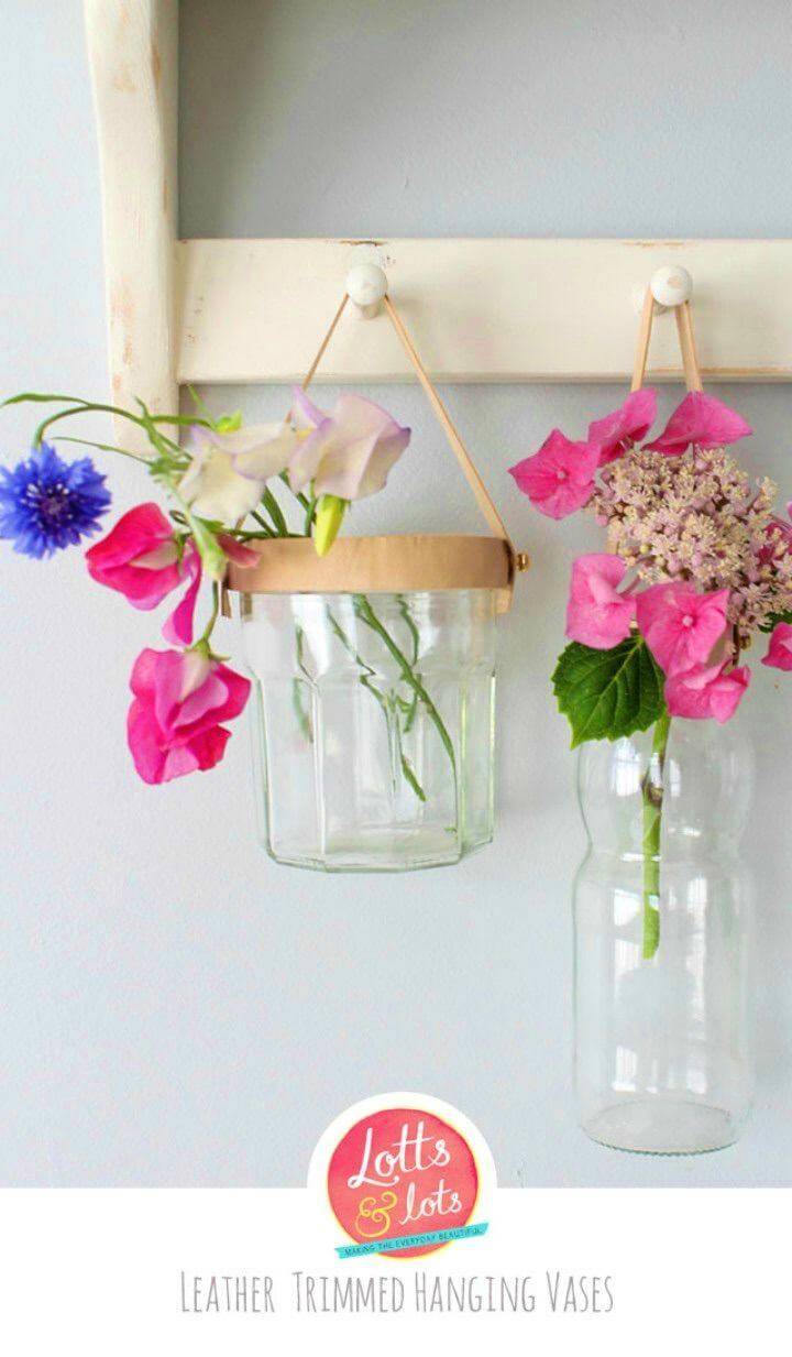 Make Leather Trimmed Hanging Vase
