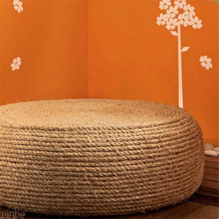 Make Ottoman from a Tyre and Rope