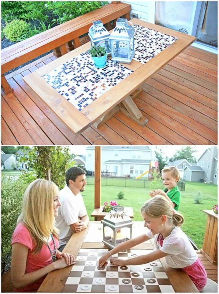 Make Outdoor Checkers Game Table